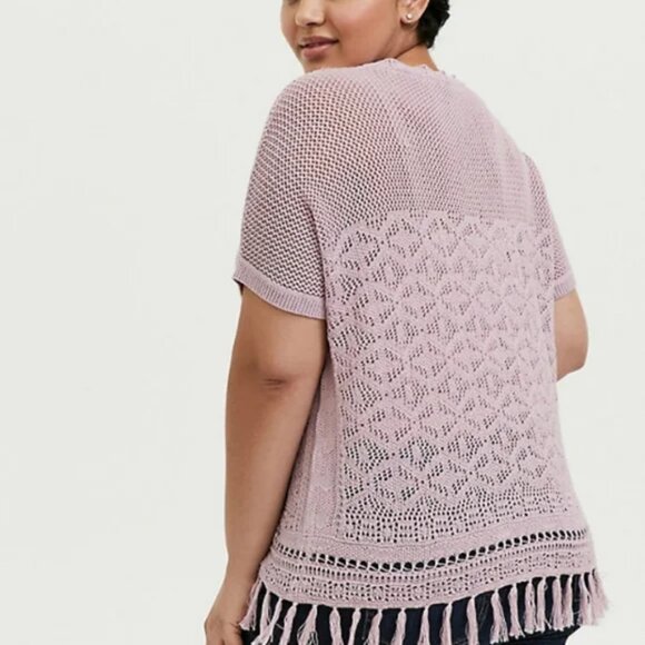 Torrid Pullover Short Sleeve Fringe Hem Sweater 3X - Picture 1 of 15